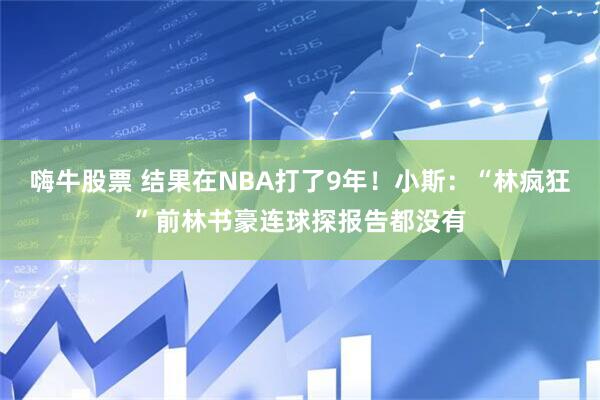 嗨牛股票 结果在NBA打了9年！小斯：“林疯狂”前林书豪连球探报告都没有